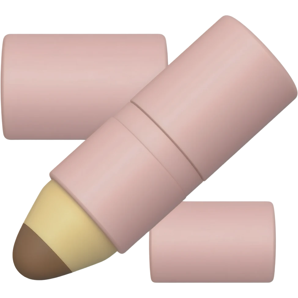 Contour stick, in baby pink packaging, like Fenty Beauty’s contour stix, it is a makeup product, no writing on the packaging, contour colour in the shade dark brown emoji