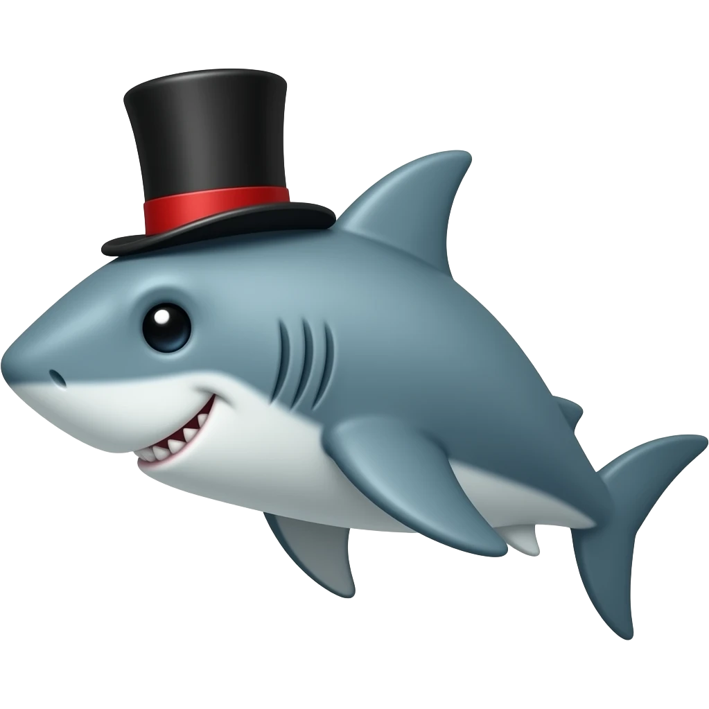 Shark with a top hat emoji