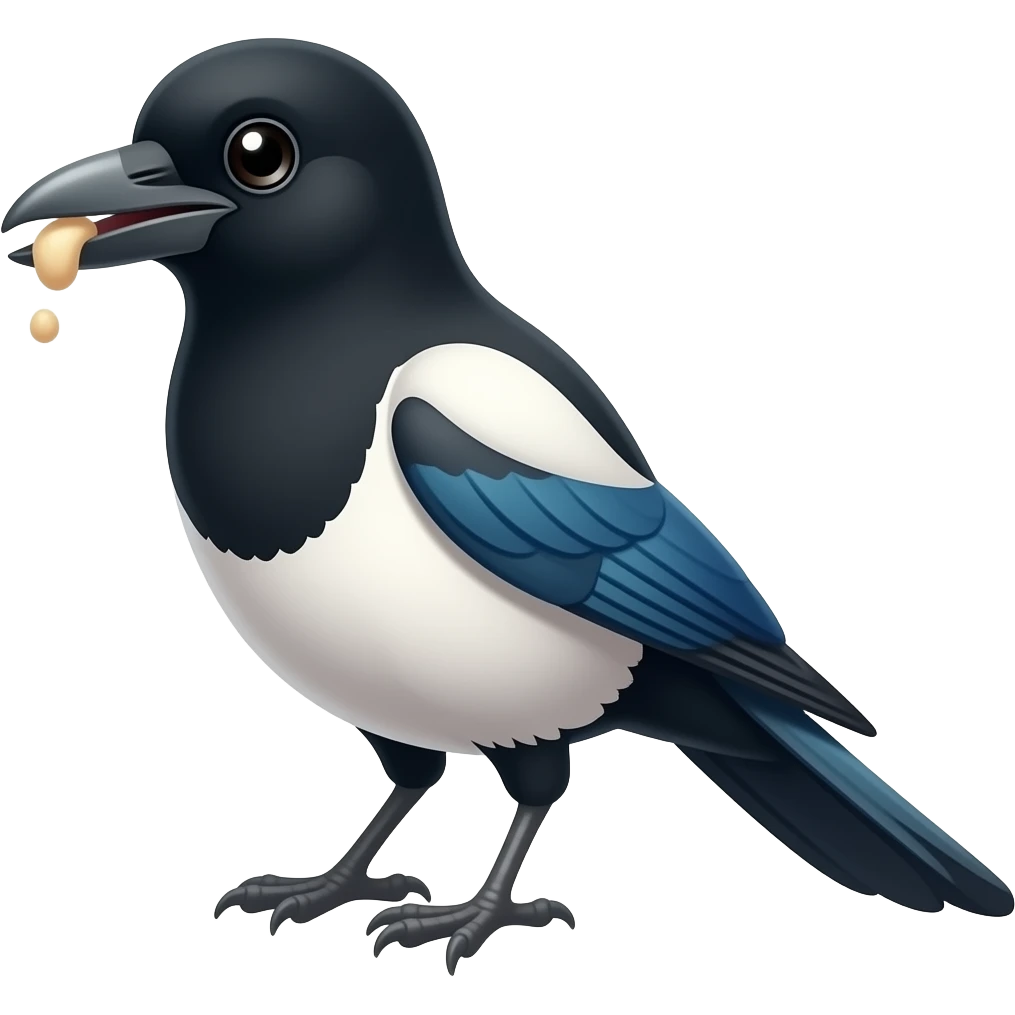 Cartoon magipie eat emoji