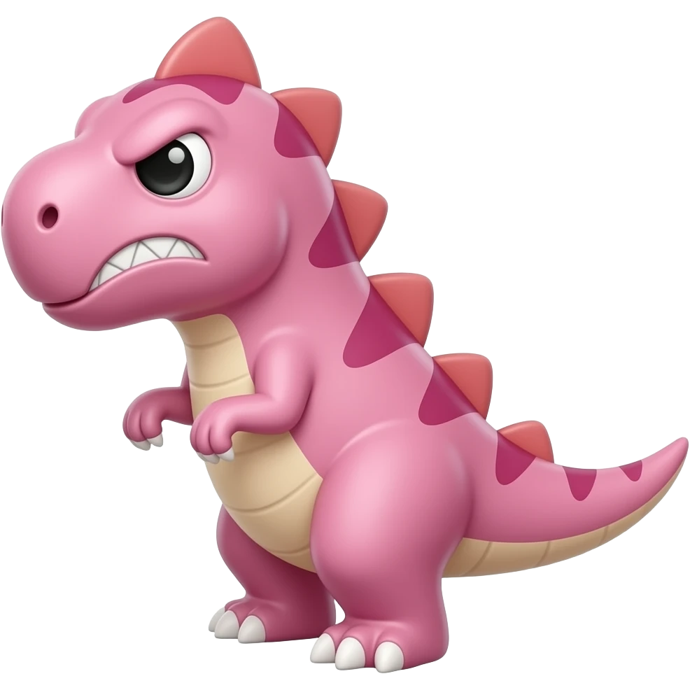 pink dinosaur original emoji angry full body side view emoji