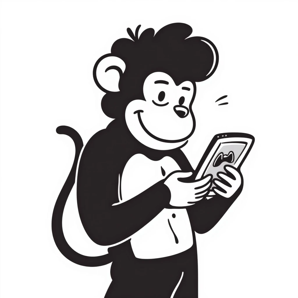 muscle monkey playing cellphone emoji