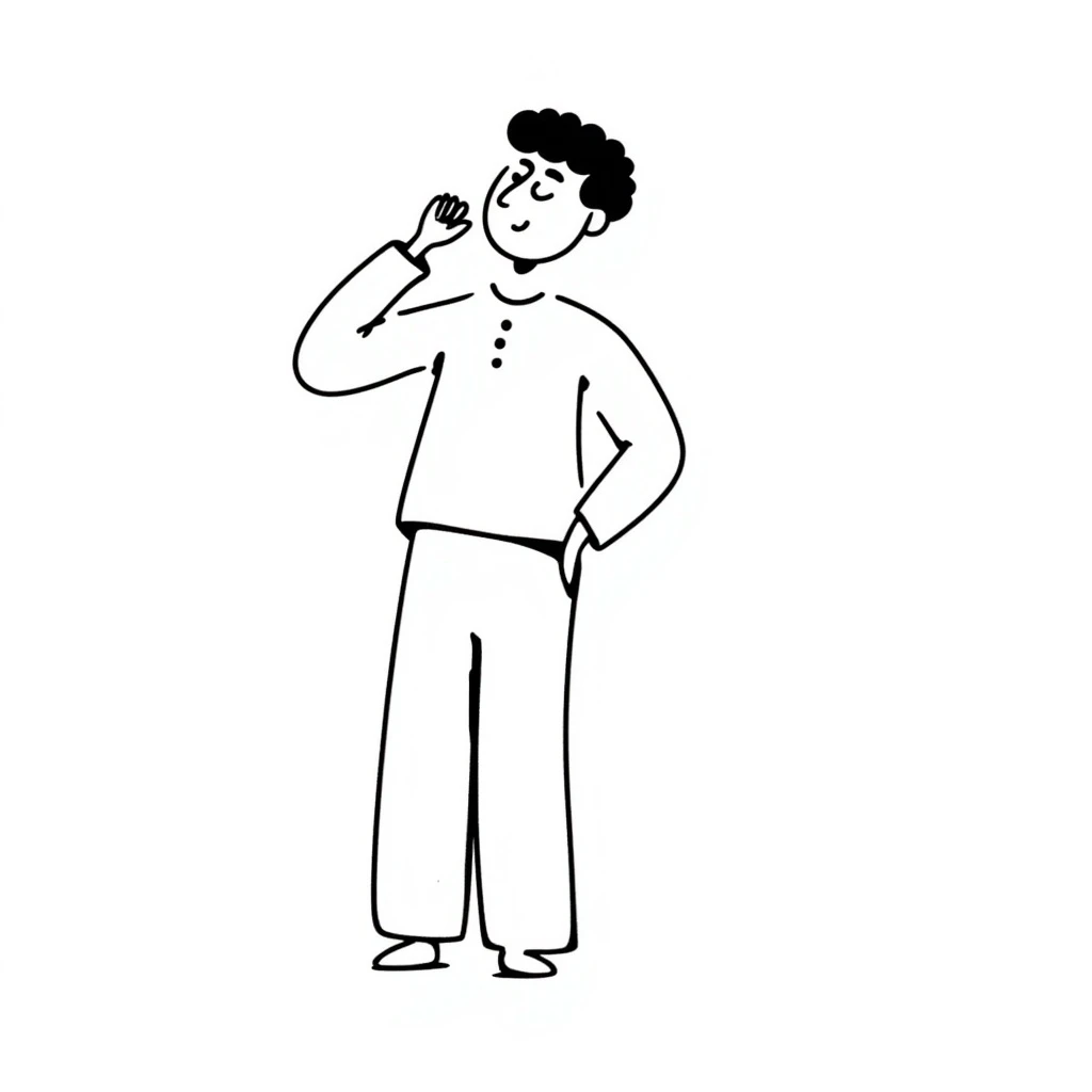 simple and expressive stick figure thinking, hand drawn doodle style emoji