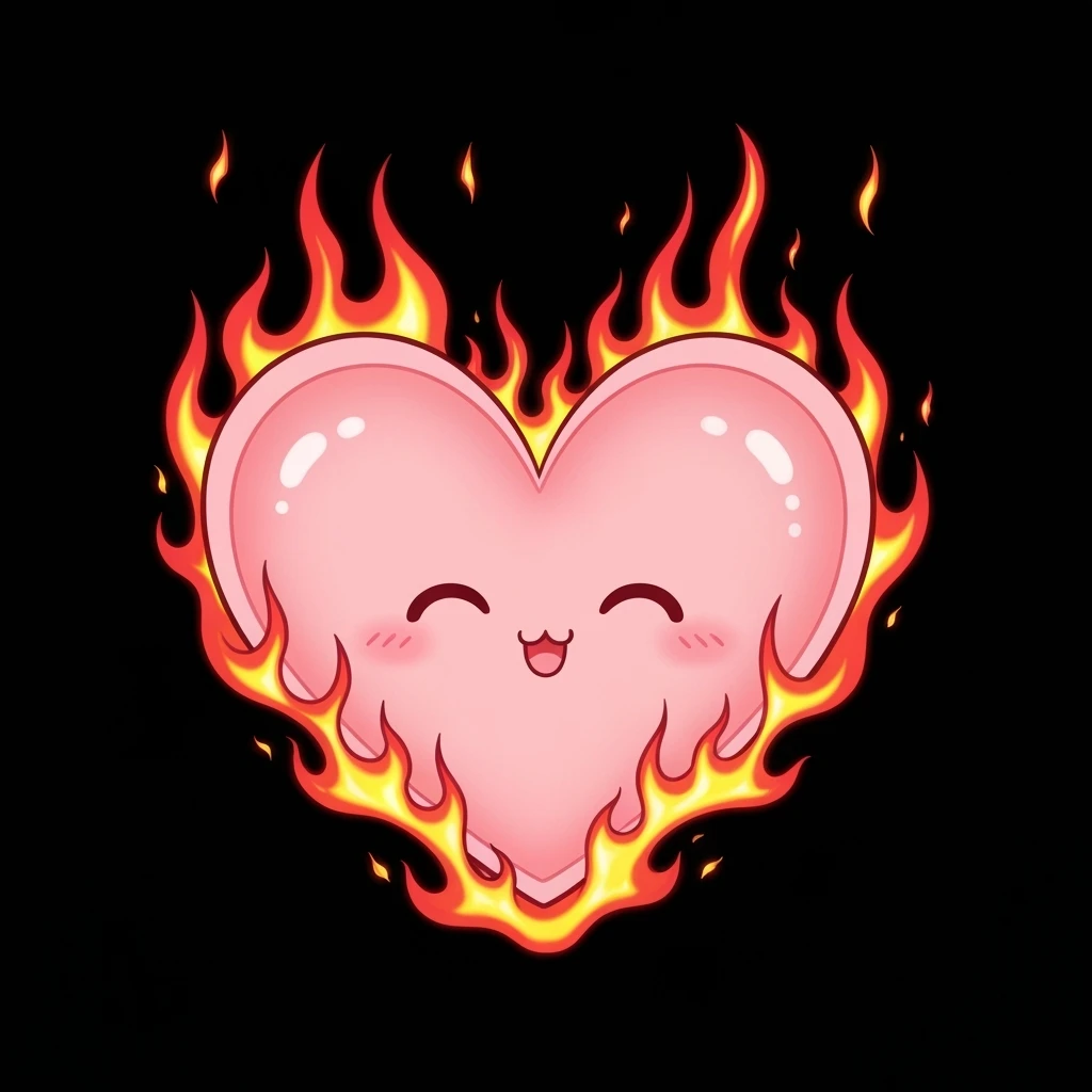 cute emo heart with flames emoji