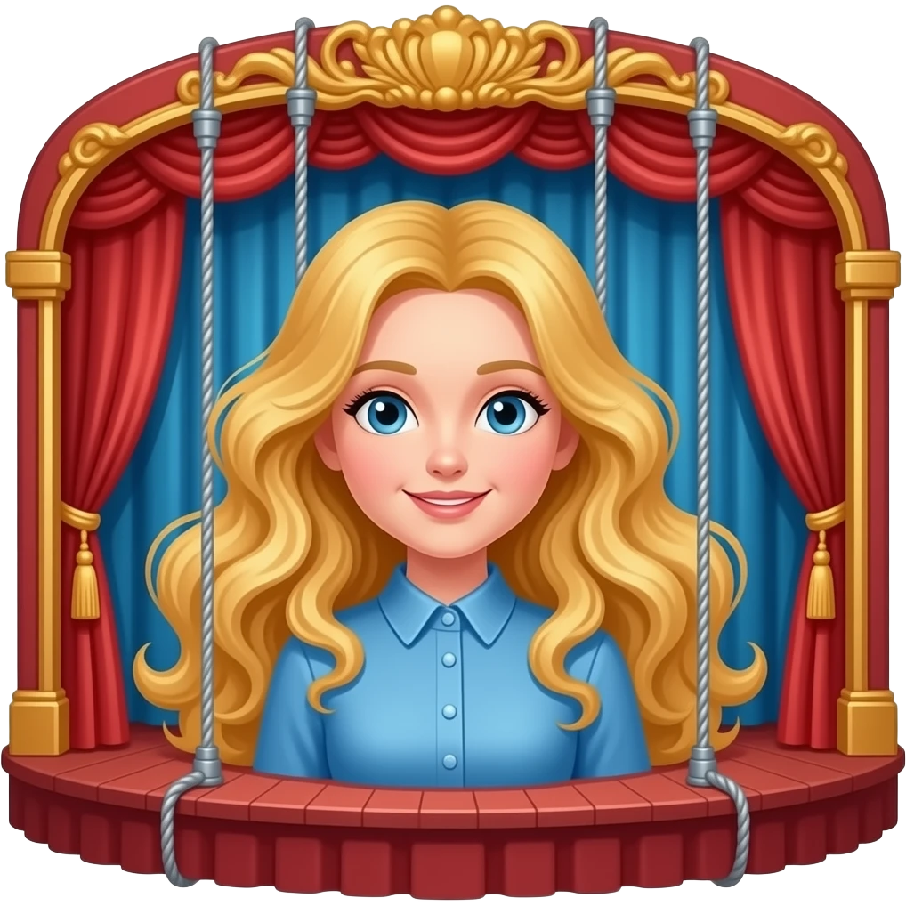 Theatre Stage flying wires blonde girl in blue dress emoji