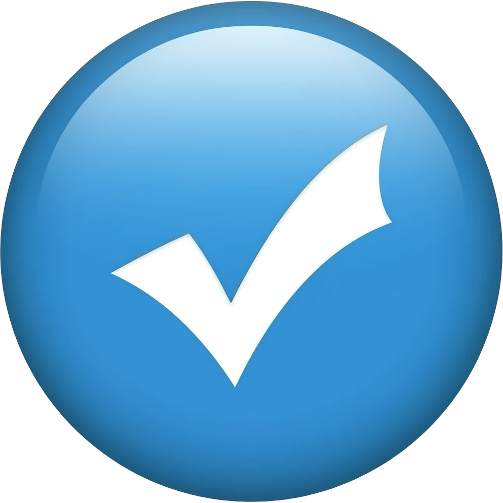 Sky Blue circle with a white verification emoji