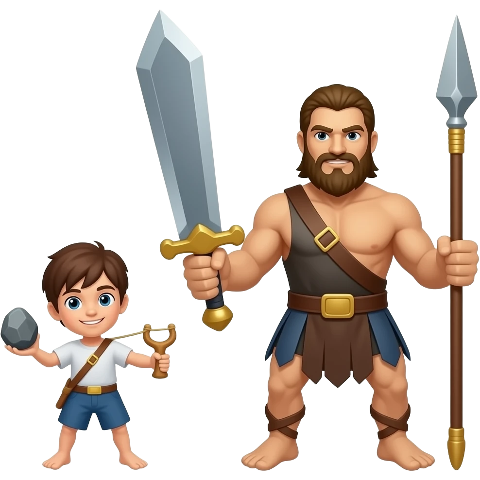 David's weapons vs. Goliath's weapons together emoji