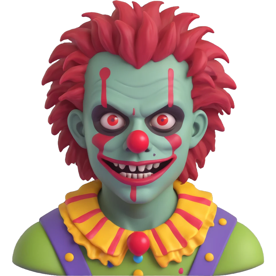 Menino Zumbi cabelo bagunçado, maquiagem de palhaço  emoji