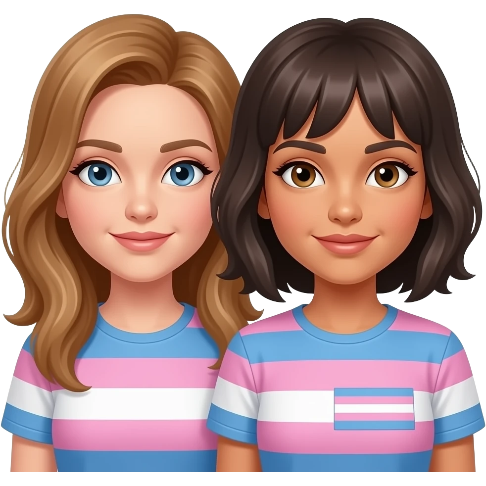 Lesbian women wearing lesbian flag emoji