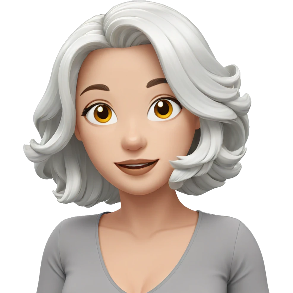 smiling girl with white hair emoji