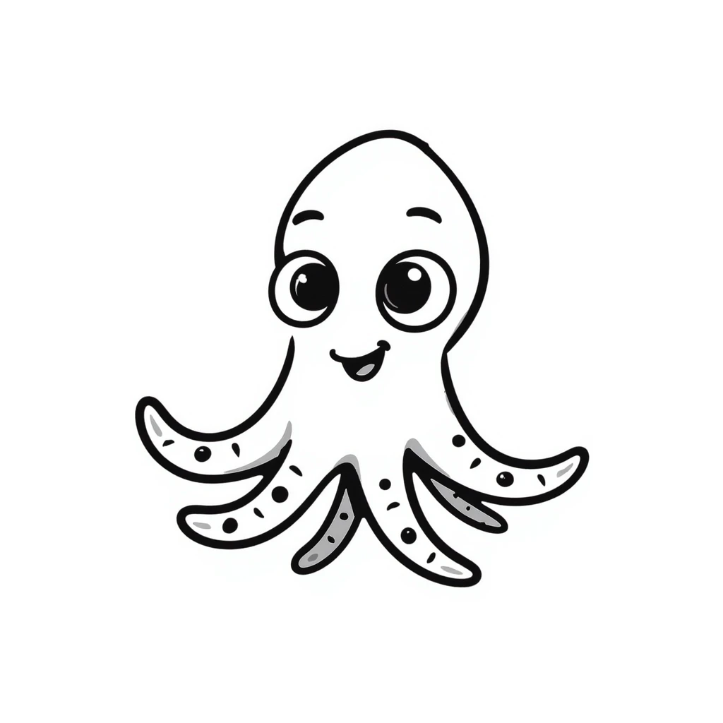 Happy squid with cute expressive eyes and wiggly tentacles emoji