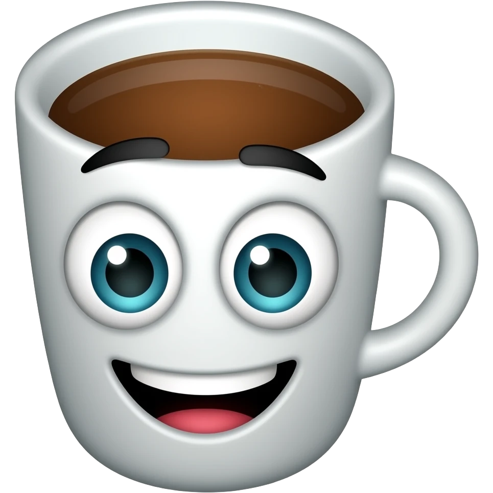 coffee cup animated whith eyes and mouth normal happy emoji