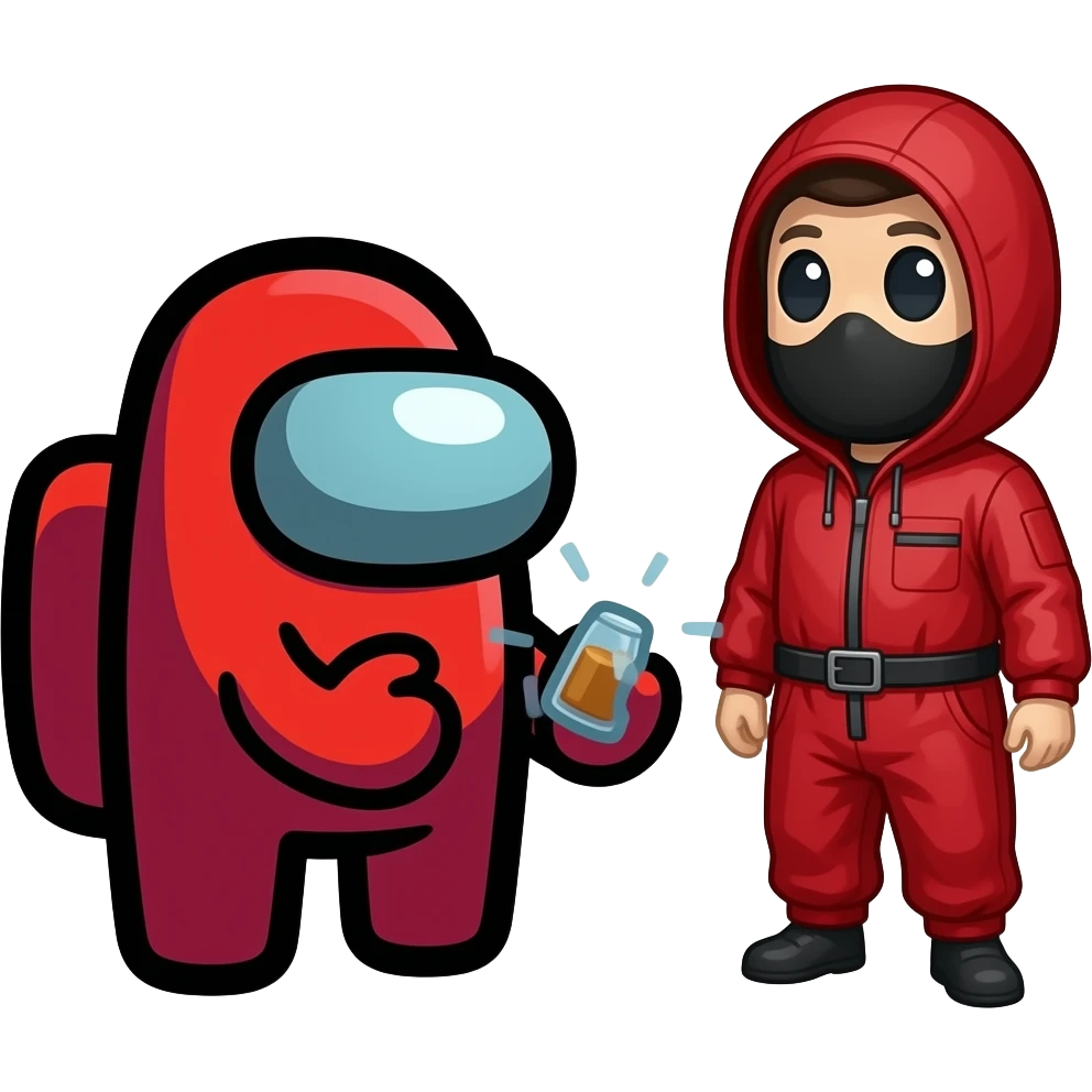 2 characters Among us imposter kill squidgame emoji