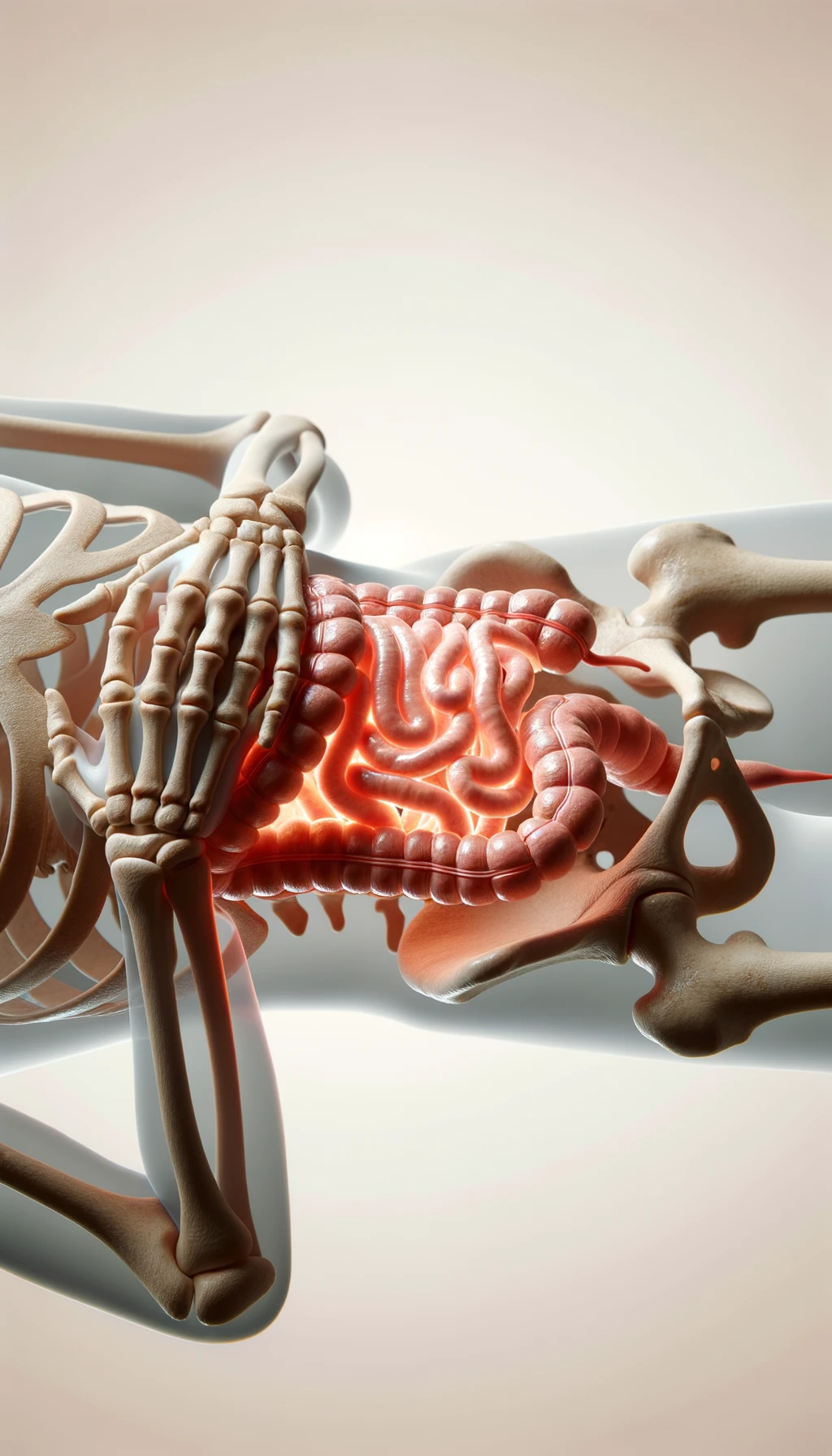 dolore all'intestino umano anatomico realistico, sfondo chiaro emoji