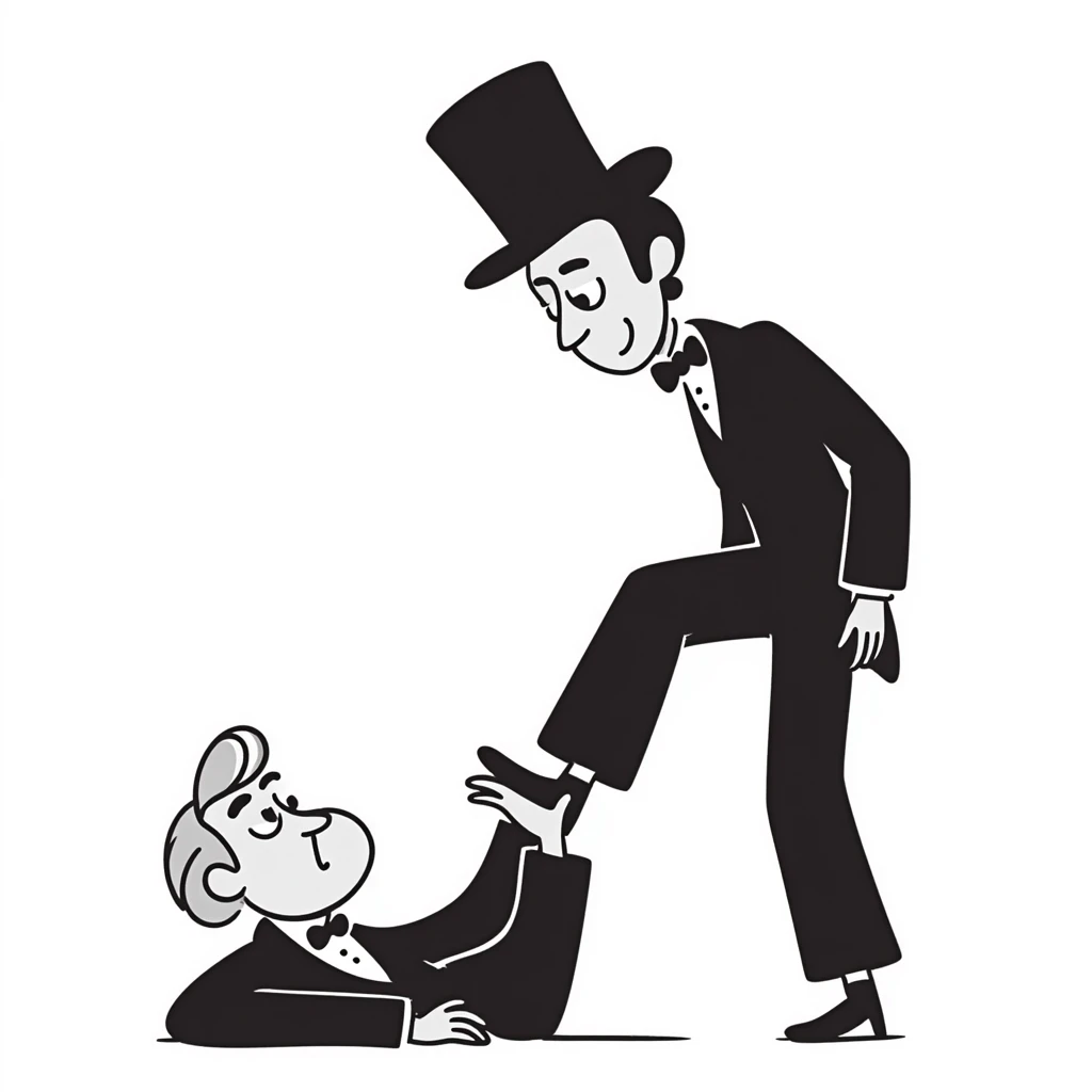 hand-drawn doodle style Abraham Lincoln stepping on Stephen Douglas emoji