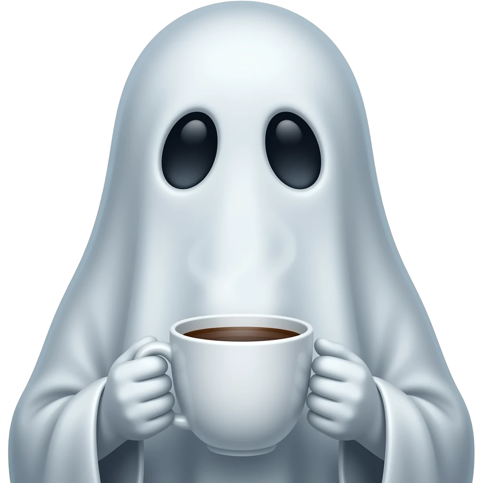 Haunting realistic ghost having coffee emoji