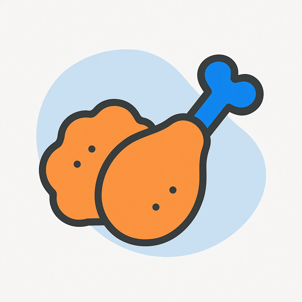fried chicken in blue color theme, playful and bold style emoji