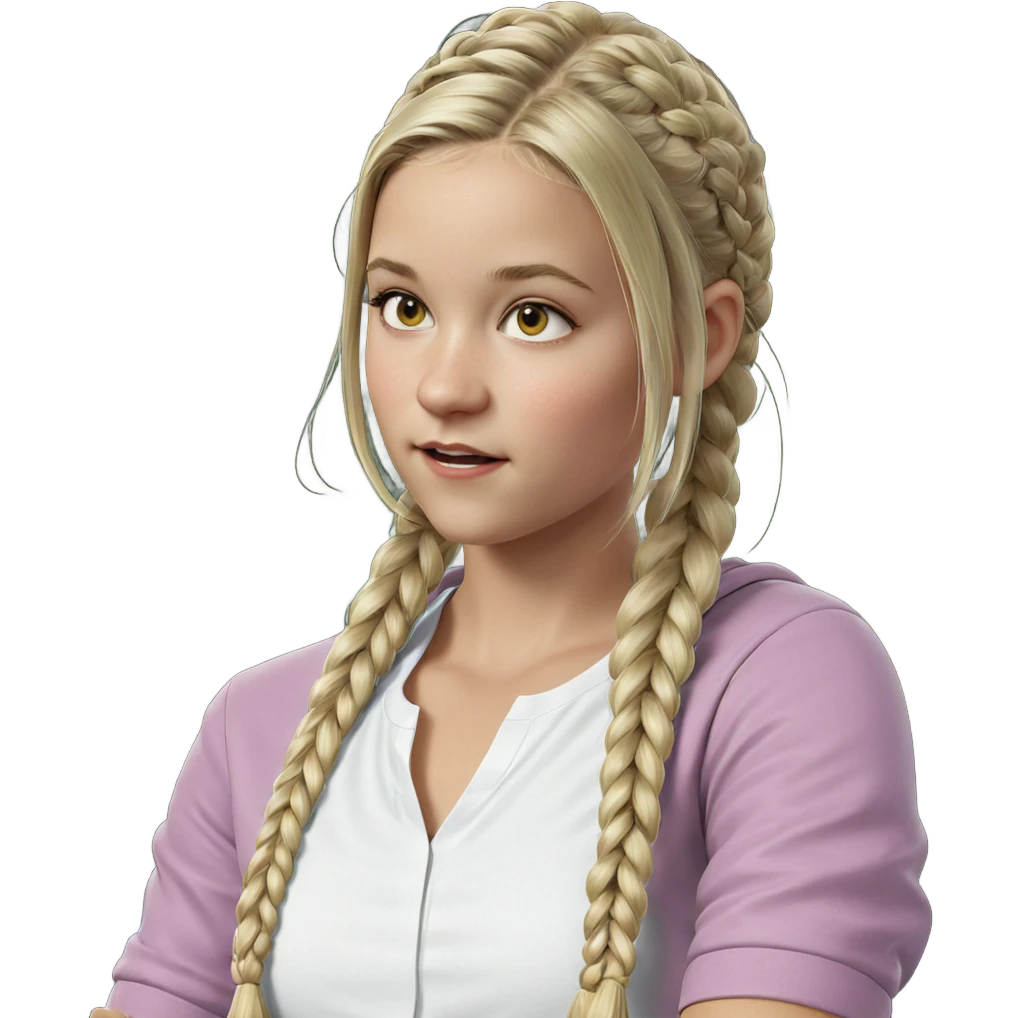 blonde girl with twin braids emoji