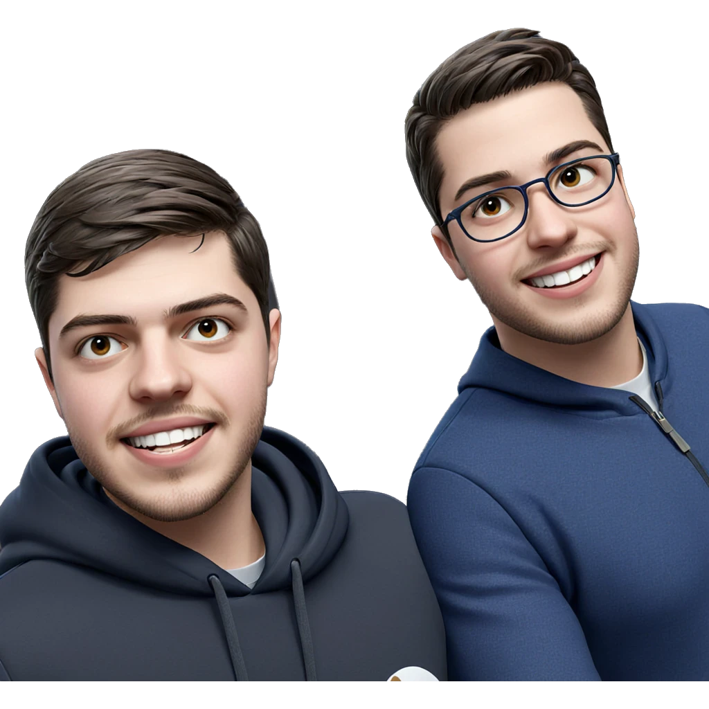 two boys sharing a smile emoji