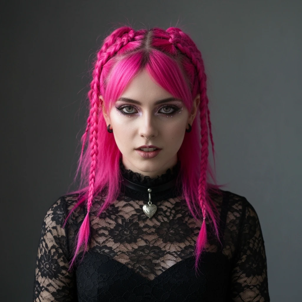 goth profile picture with a heart accent, cute, expressive, minimal, variation 1 emoji