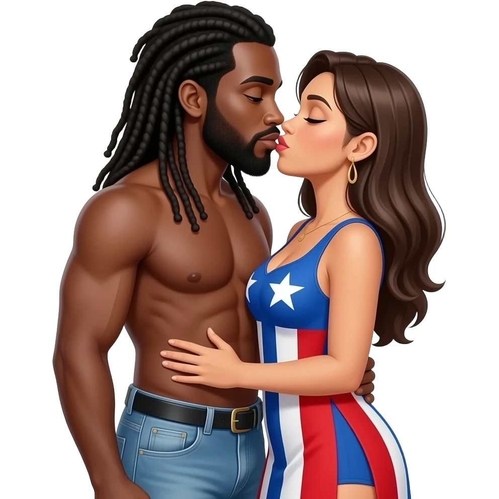 Black man with long dread locs and Puerto Rican women having sex emoji