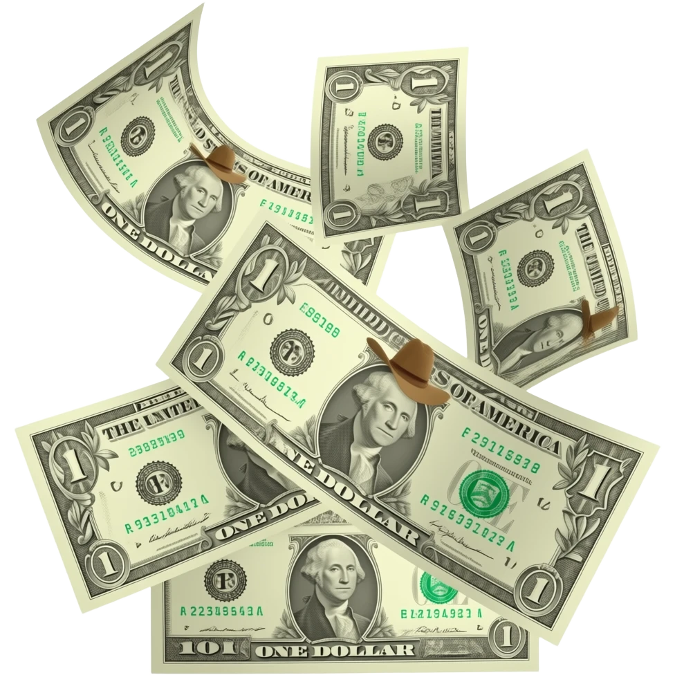 Money flying away wearing a cowboy hat emoji
