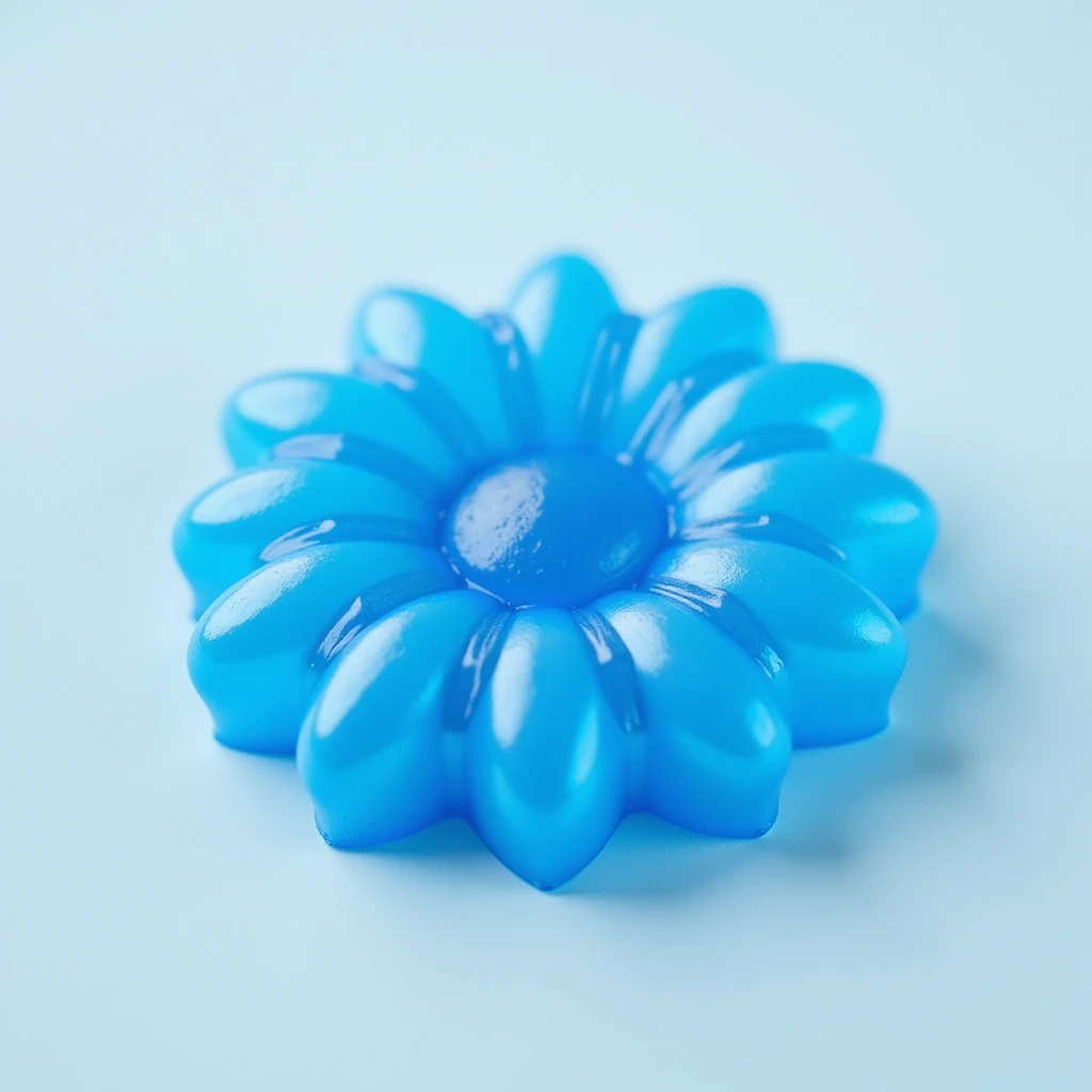 realistic blue candy shaped like a flower, photorealistic style emoji