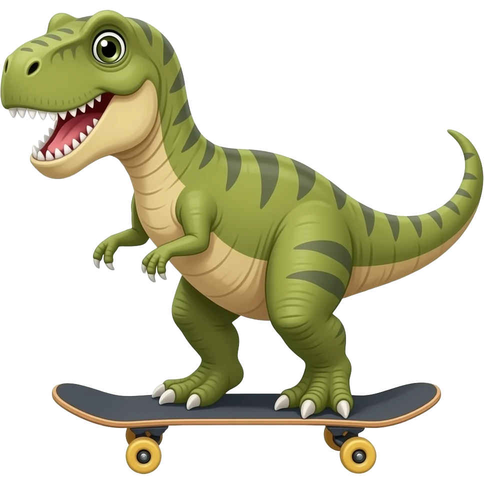 Dinosaur on a skateboard emoji