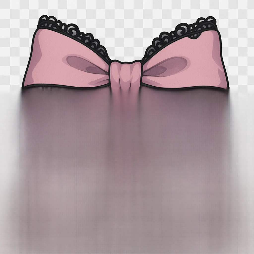 pink gothic bow with black lace trim and heart charm, remove background emoji