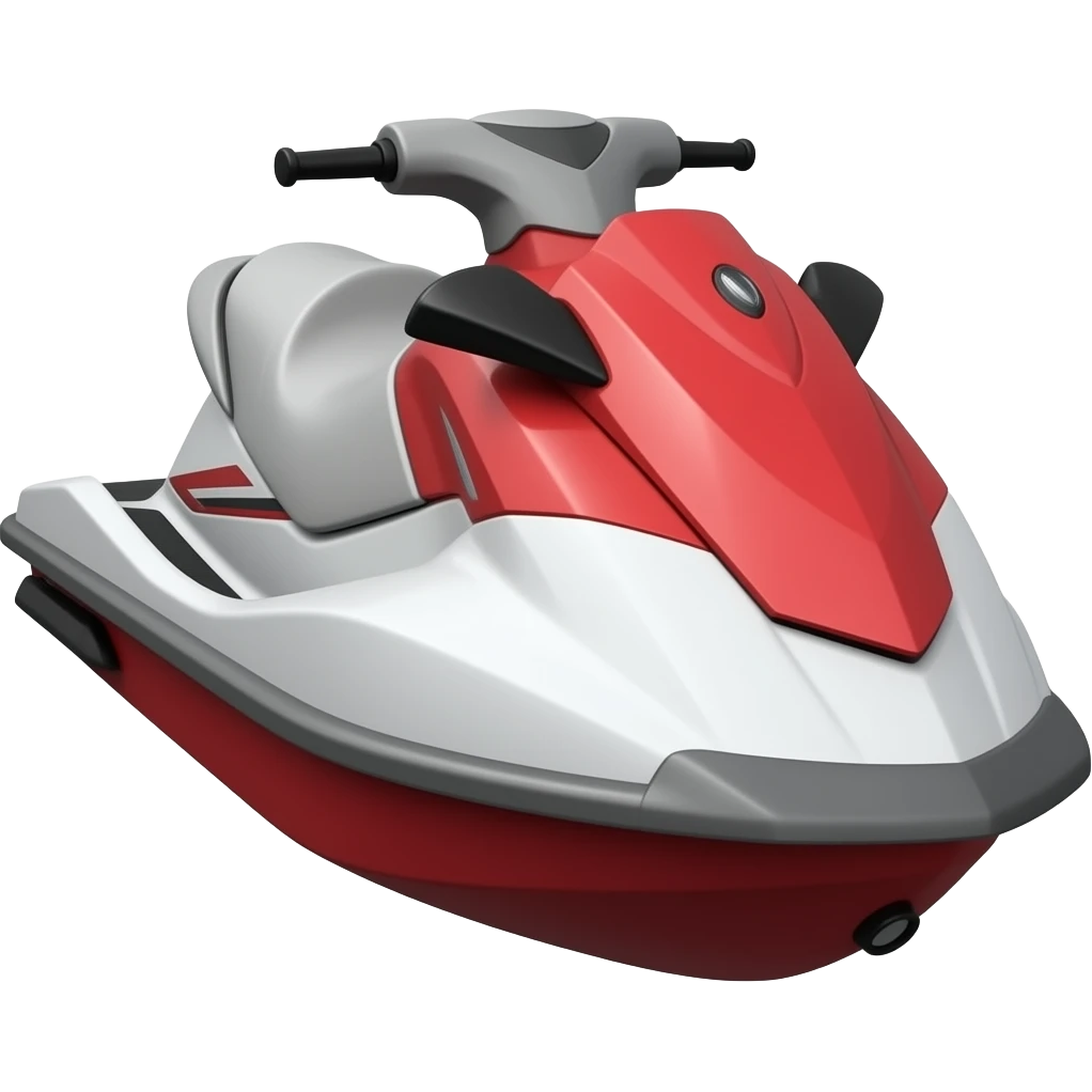 Make a little red and white jet ski facing 90° to the right emoji