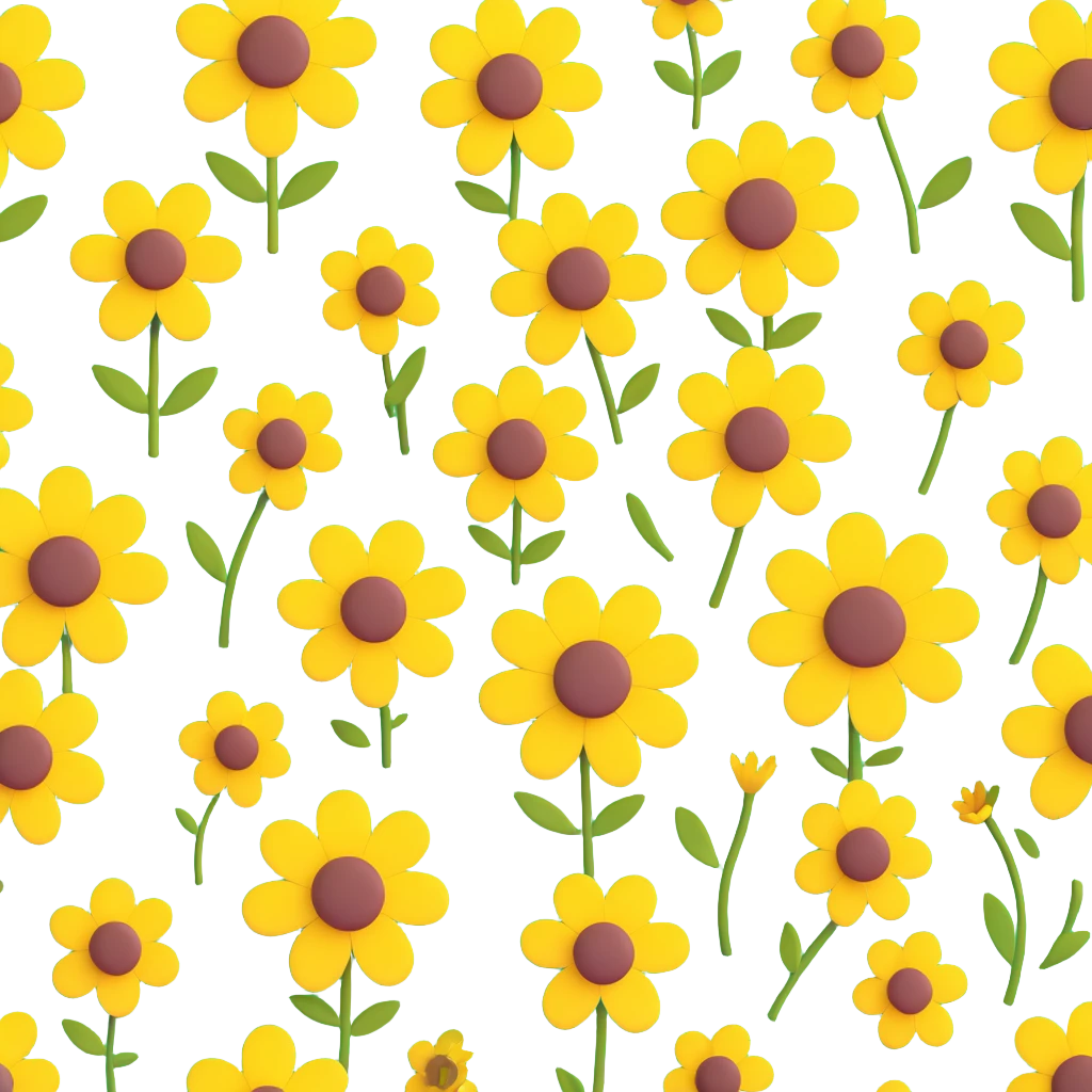 yellow wildflowers, bright colors, cartoonish shapes, clean modern background, inspired by photo, 3D iOS cartoon style emoji