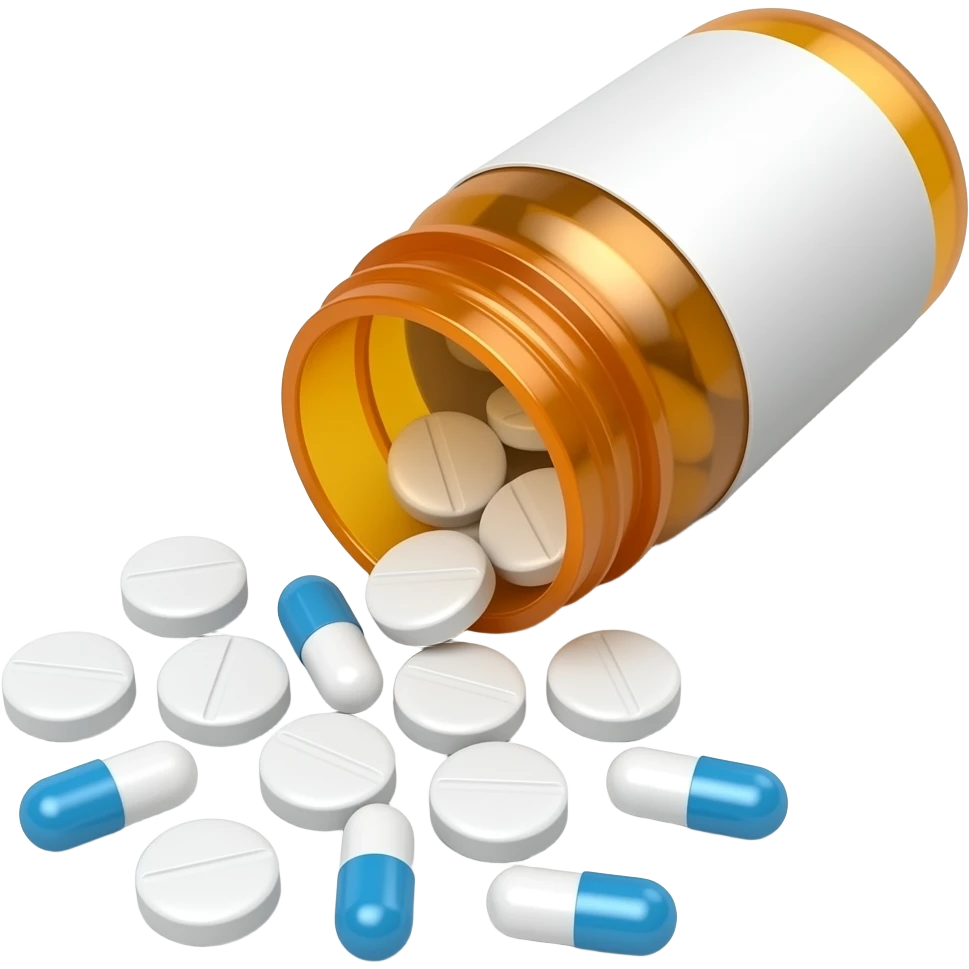 Realistic spilled pill prescripton bottle emoji