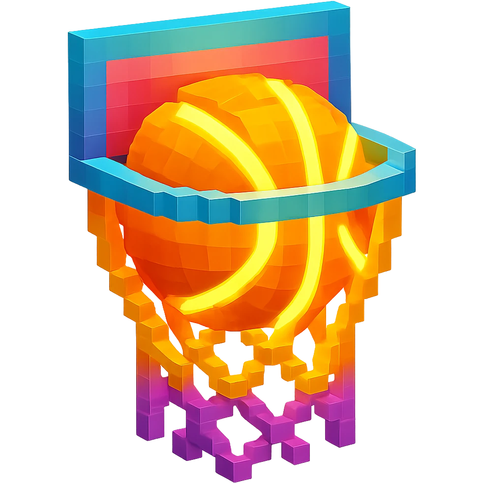 святящейся баскетбольный мяч в сетке, no background emoji