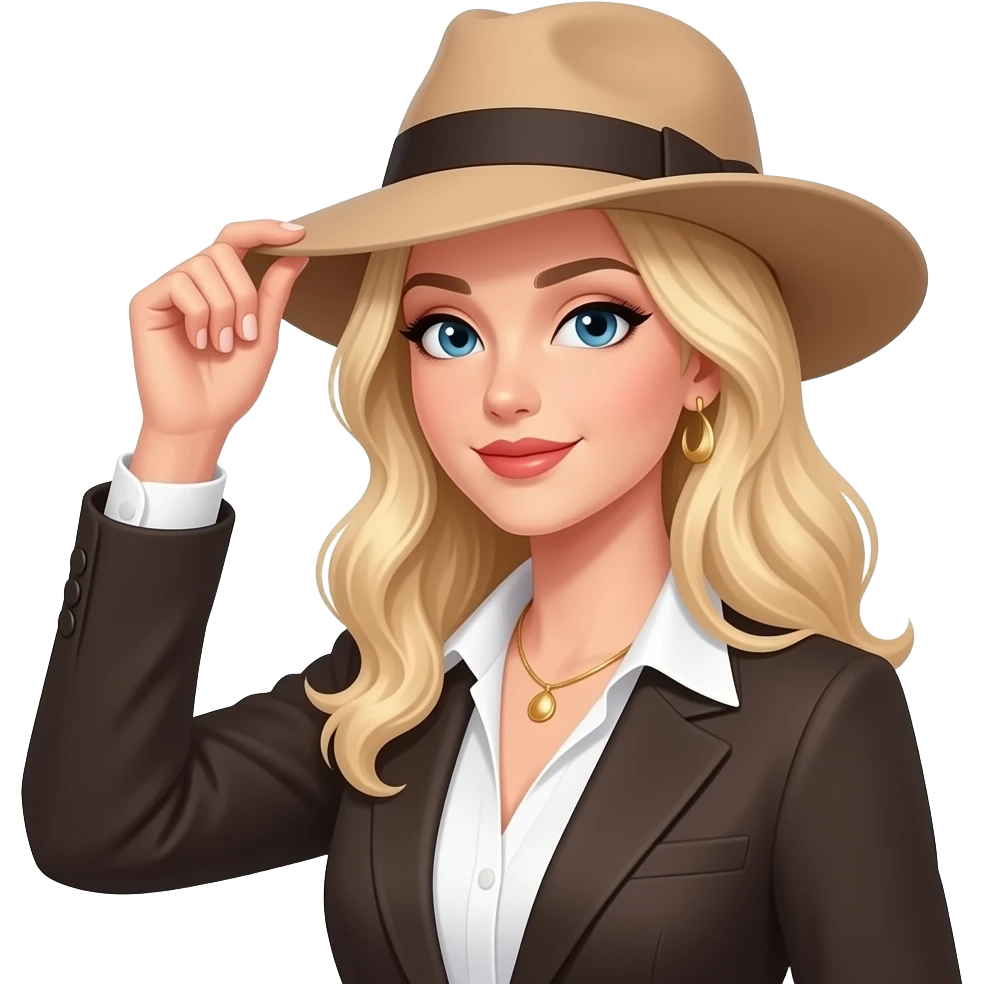 Hat tip sophisticated female blond not in man clothes emoji