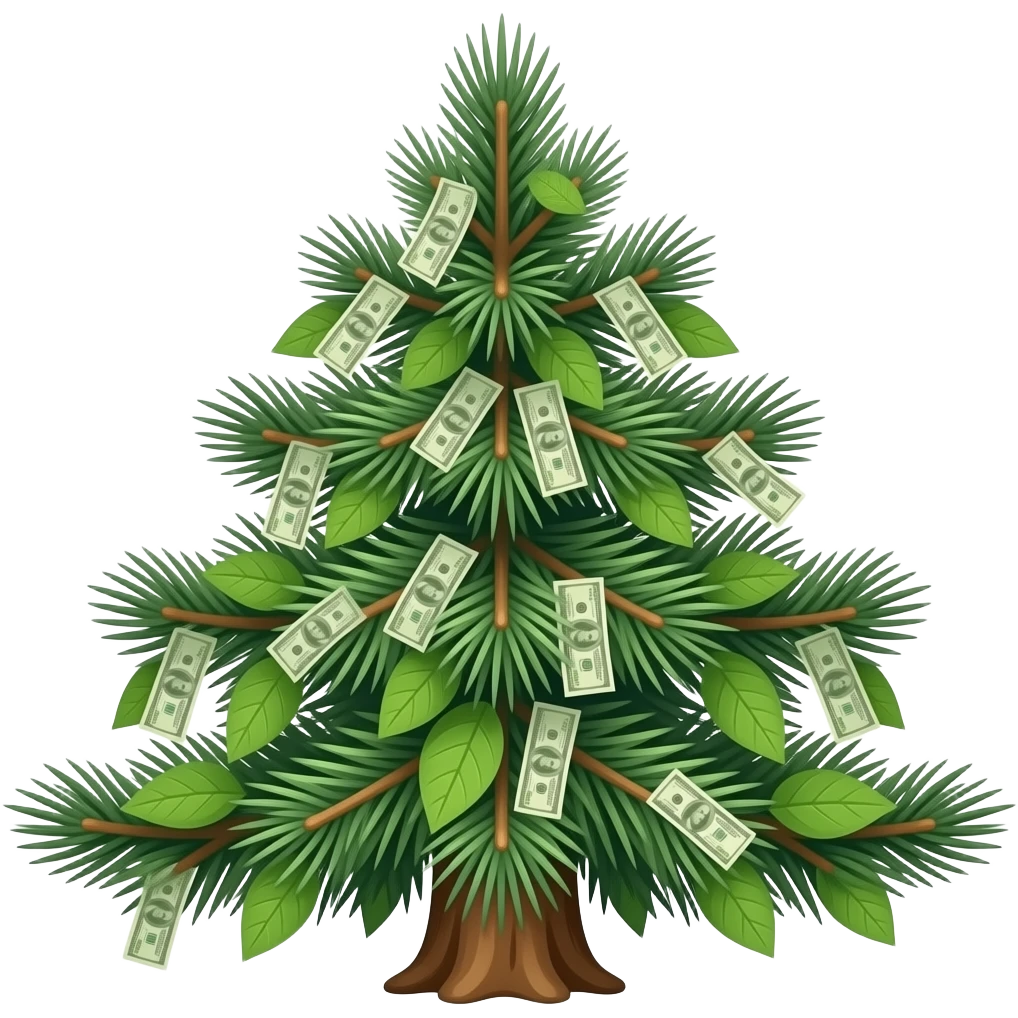 Money Rich pine tree emoji