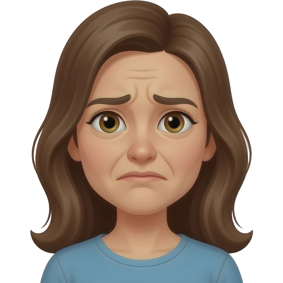 very scrunched up nose on female face with long brown hair with wrinkled nose emoji