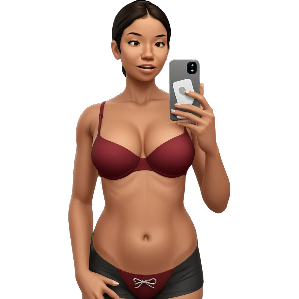 selfie of girl in bra emoji