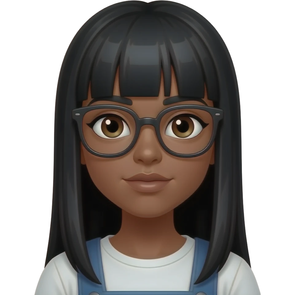 long striaght black hair brown skin girl glasses pretty zonbie emoji