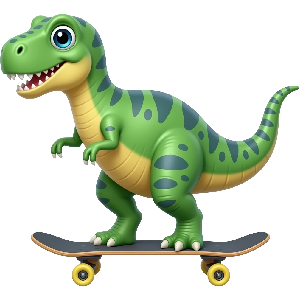 Dinosaur on a skateboard emoji
