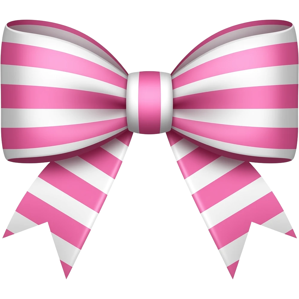 Pink and white horizontal striped bow emoji