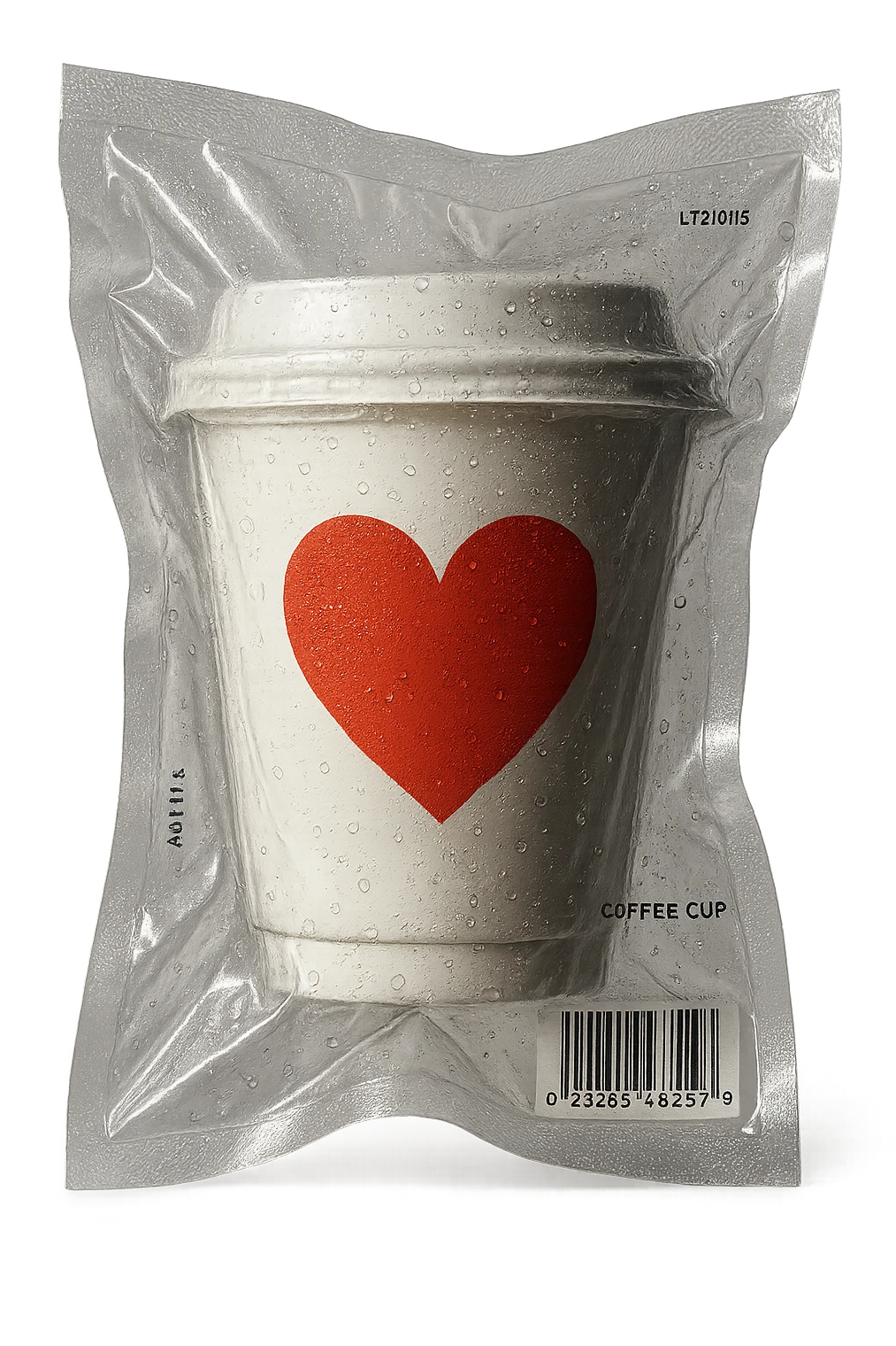 vacuum-sealed style coffee cup with a heart design emoji