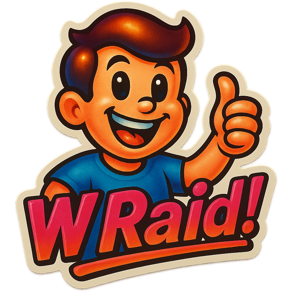 Smiling 
add the words W Raid! in pink emoji