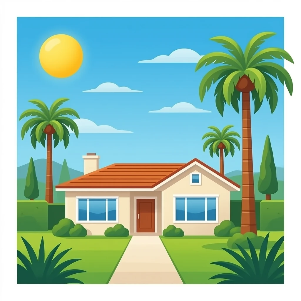 California house with Palm trees emoji
