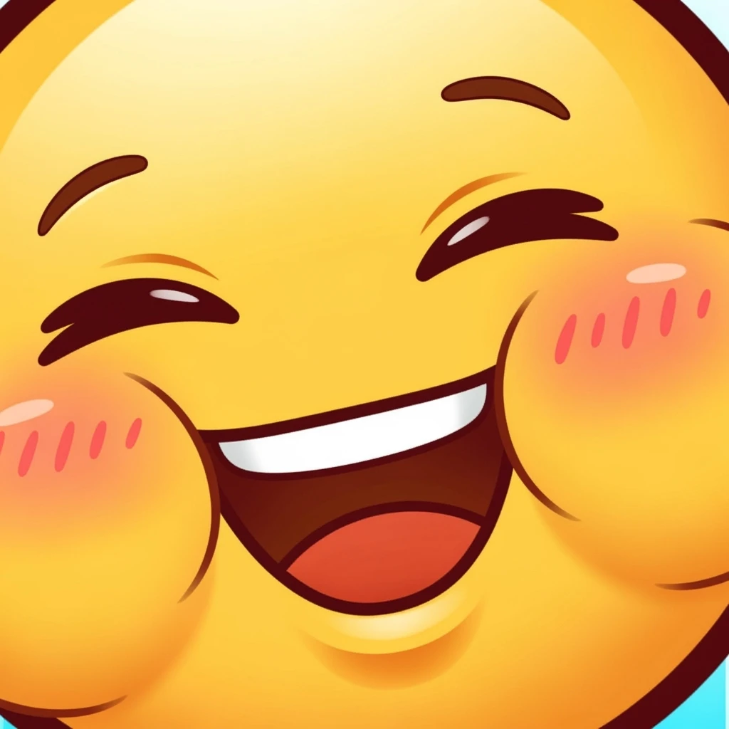 cute emoji, smiling with closed eyes, chubby cheeks, no background emoji