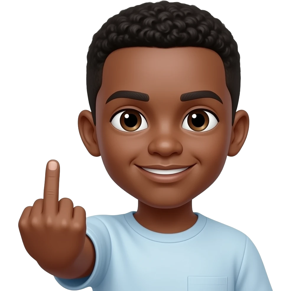 Garçon noir qui fait un doigt d’honneur emoji