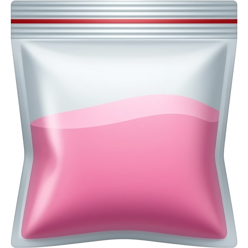 bolsa de ziploc, llena de polvo rosado emoji