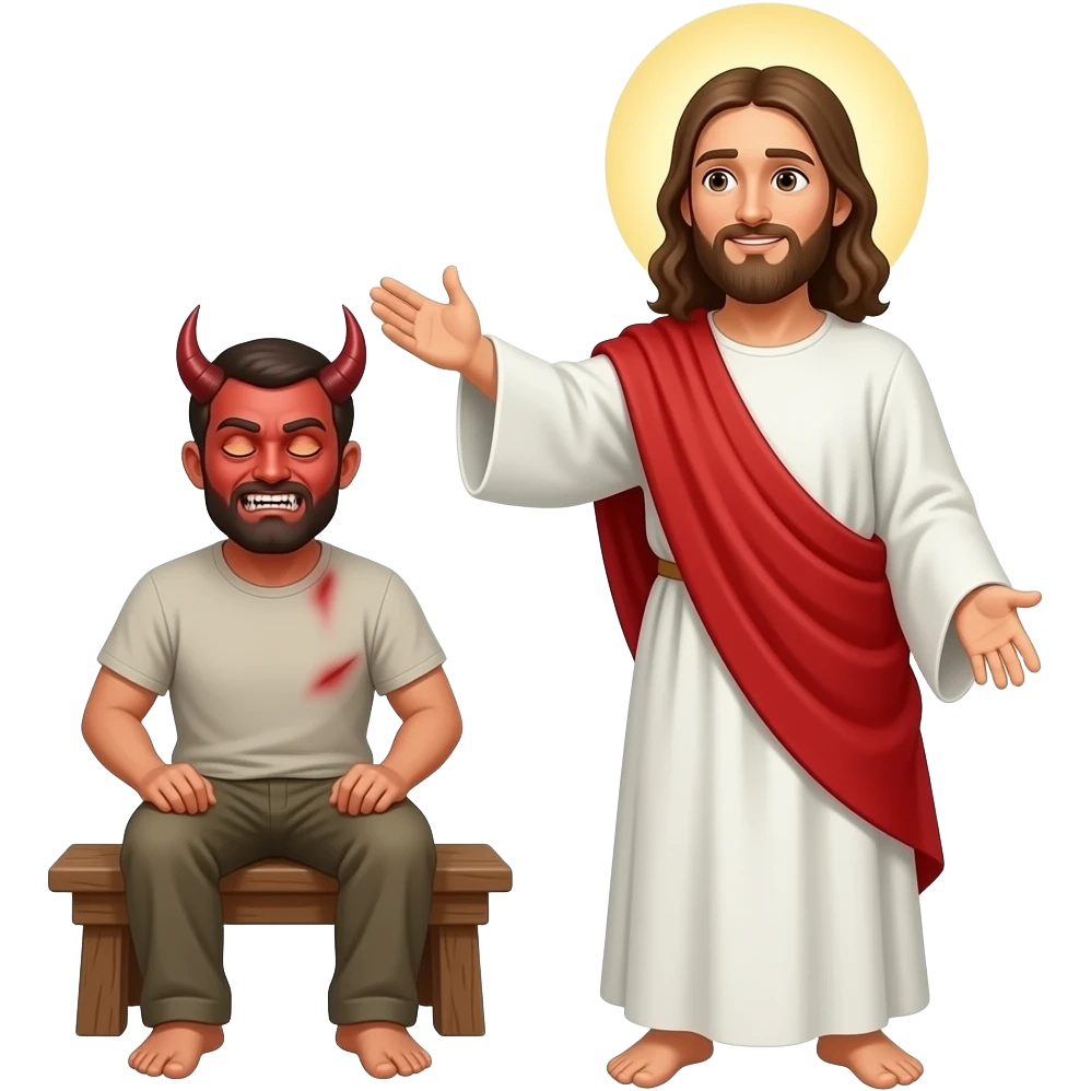 Jesus exorcist a demonical possessed man emoji