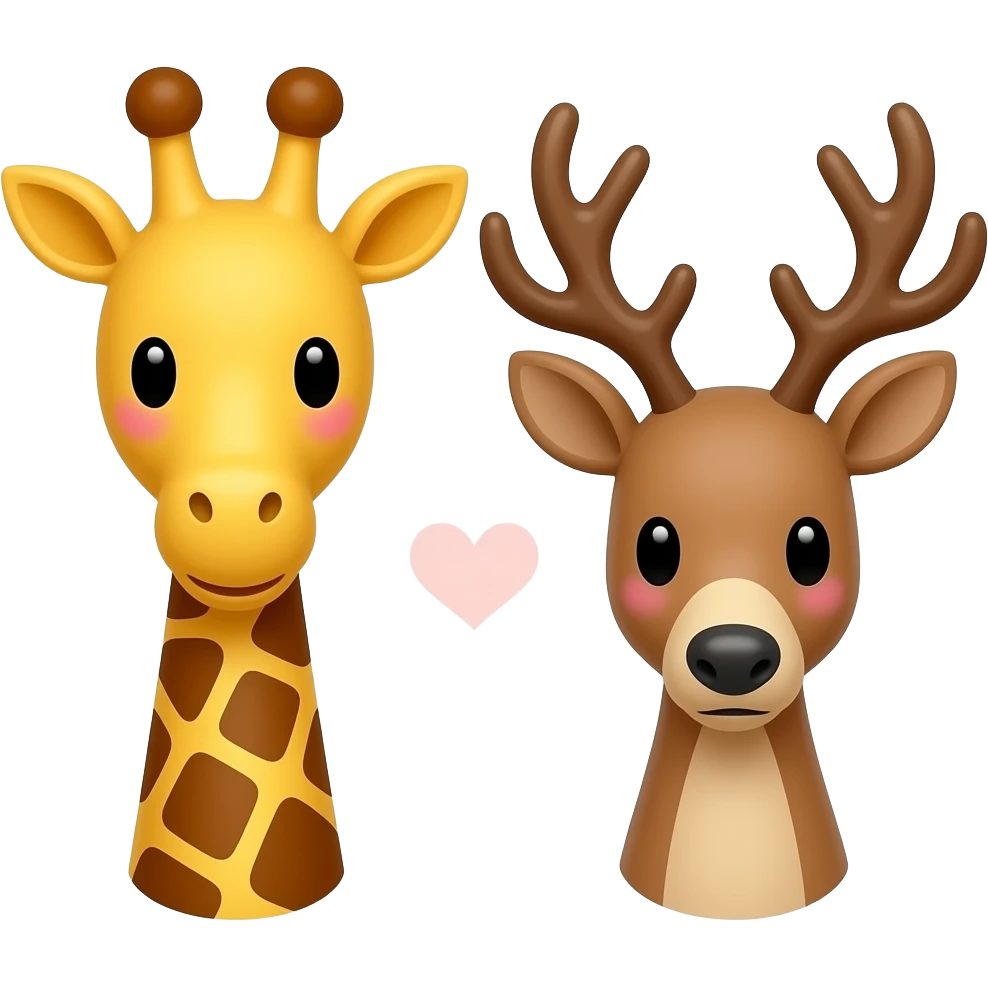 Einfacher Giraffenkopf und Elchkopf mit Herzchen emoji