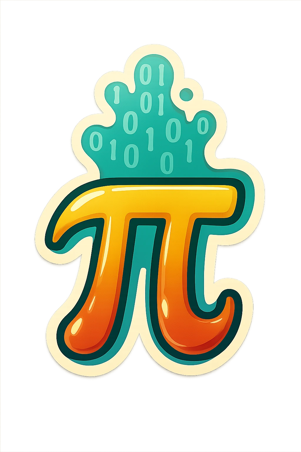  combine the π (pi) math symbol, binary code, and digital mist emerging from it. emoji