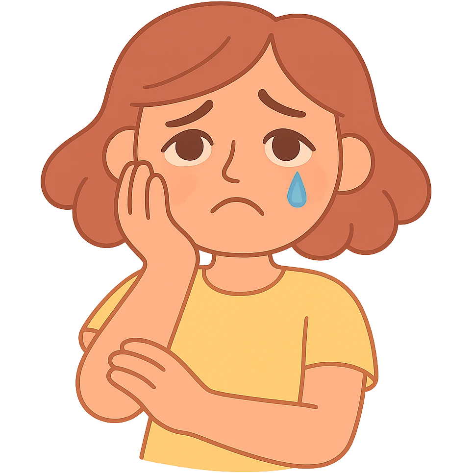wistful crying face with gentle eyes, single tear, pastel colors emoji
