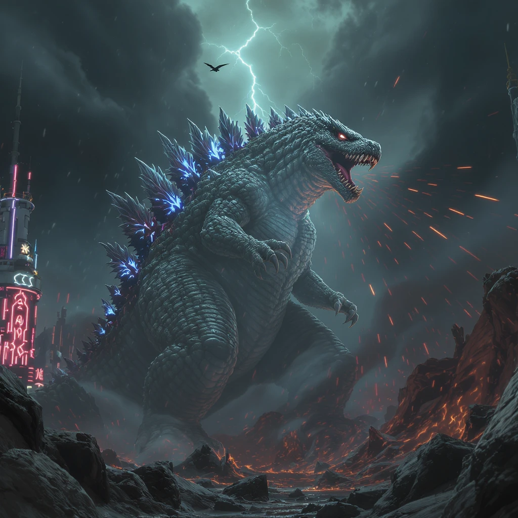 godzilla attacking ny emoji